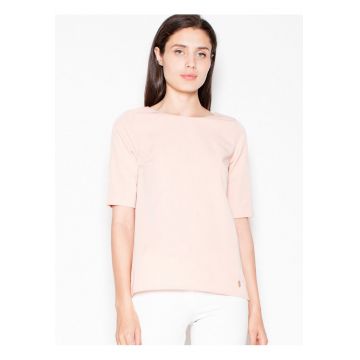 Tricou dama  asimetric - decupaj spate - roz - poliester-viscosa -