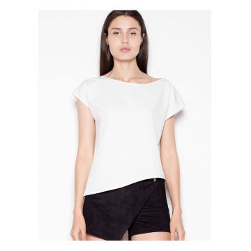 Tricou dama  asimetric - elegant - bej - poliester 65% - viscoza 35%