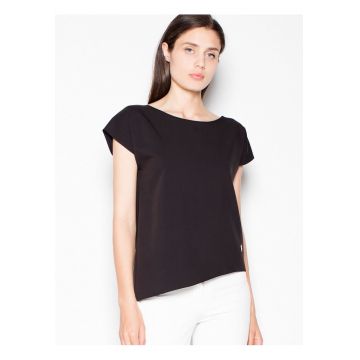 Tricou dama  asimetric - negru - poliester-viscosa