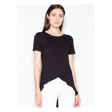 Tricou dama  asimetric - negru - viscoza -