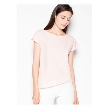 Tricou dama -  asimetric - roz - poliester 65% - viscoza 35%