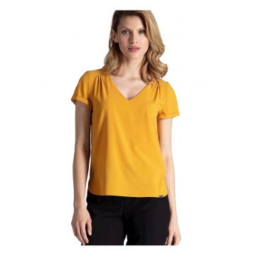 Tricou dama -  decolteu in V - maneci scurte - elastan/poliester