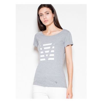 Tricou dama  imprimeu original - bumbac/poliester - gri -