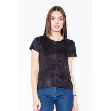 Tricou dama -  Poliester/Elastan - Cu fermoar - Negru
