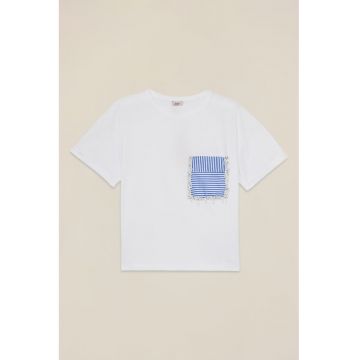 Tricou de bumbac cu buzunar pe piept