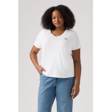 Tricou de bumbac cu decolteu in V