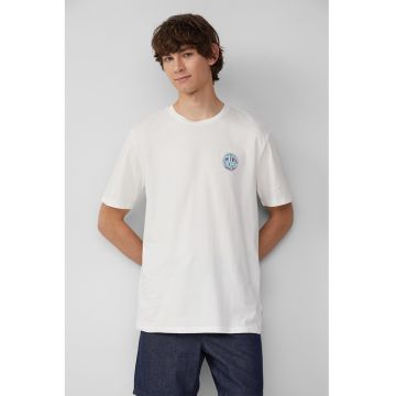 Tricou de bumbac cu decolteu la baza gatului