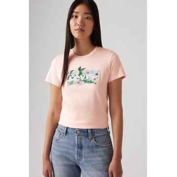 Tricou de bumbac cu decolteu la baza gatului