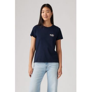 Tricou de bumbac cu decolteu la baza gatului