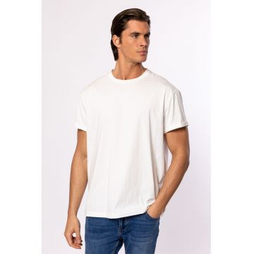 Tricou de bumbac cu decolteu la baza gatului Meren