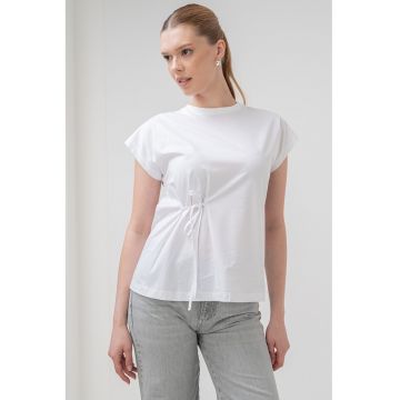 Tricou de bumbac cu decolteu la baza gatului Minorca