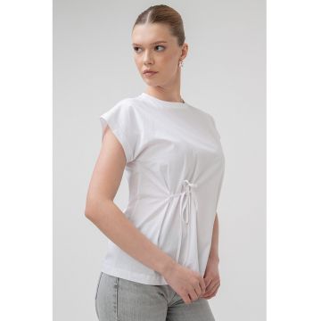 Tricou de bumbac cu decolteu la baza gatului Minorca