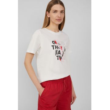 Tricou de bumbac cu decolteu la baza gatului