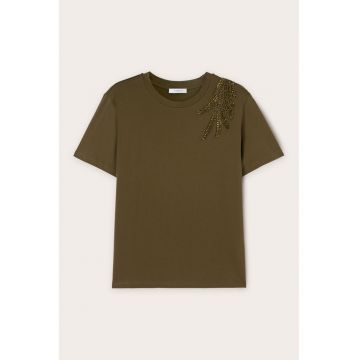 Tricou de bumbac cu strasuri