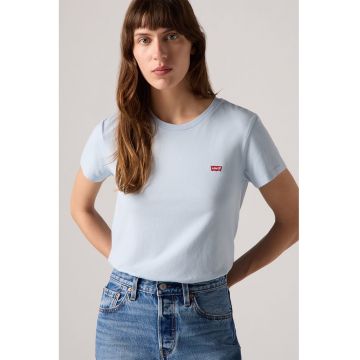 Tricou din bumbac cu decolteu la baza gatului