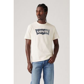 Tricou din bumbac cu decolteu la baza gatului