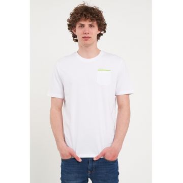 Tricou din bumbac cu decolteu la baza gatului