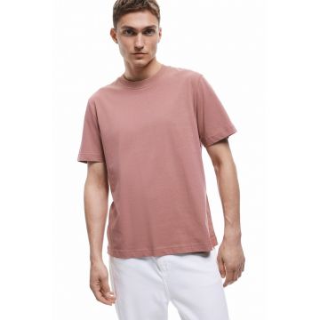 Tricou din bumbac cu decolteu la baza gatului