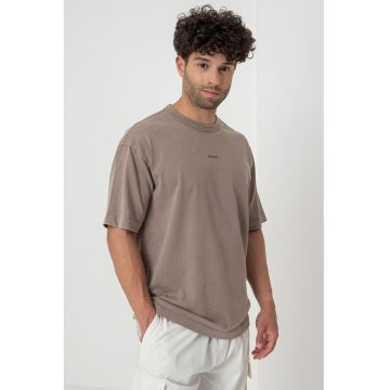 Tricou din bumbac cu decolteu la baza gatului Docku