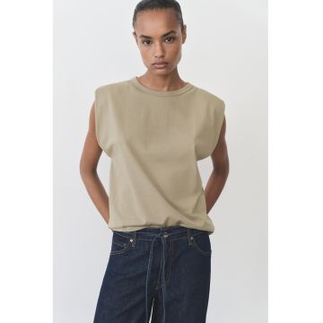Tricou din bumbac cu decolteu la baza gatului
