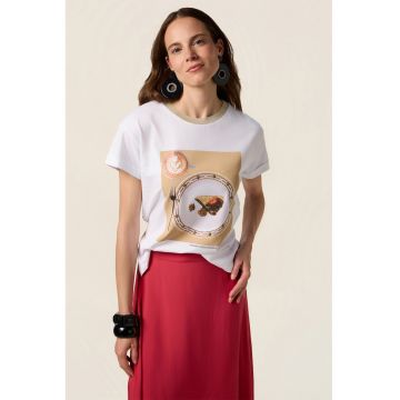 Tricou din bumbac cu imprimeu tort