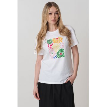 Tricou regular fit cu model floral