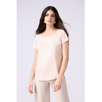 Tricou satinat cu decolteu rotund