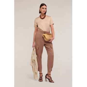 Tricou satinat cu maneci rulate