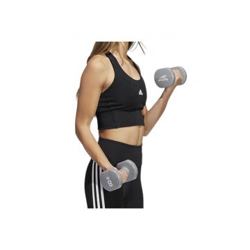 Bustiera sport dama -  neagra - poliester reciclat - pentru sala de sport/fitness - alergare/antrenament - set. -