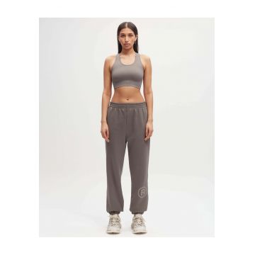 Crop top racerback pentru fitness - Maro taupe