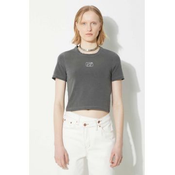 KSUBI tricou Stacked Baby Ss Tee Charcoal femei, culoarea gri, WSP24TE001