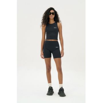 Top crop racerback cu detaliu logo pe piept - Negru