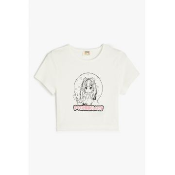 Tricou crop cu imprimeu grafic