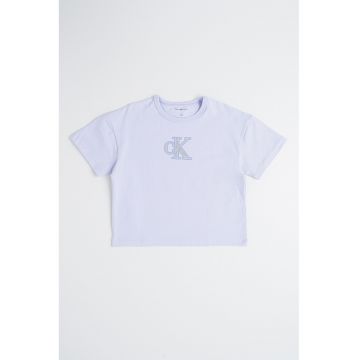 Tricou crop cu logo stralucitor