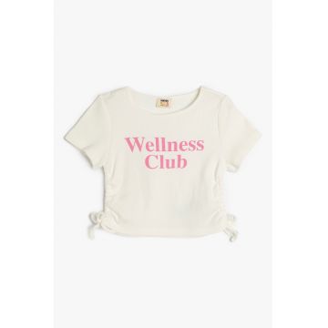 Tricou crop cu snururi laterale