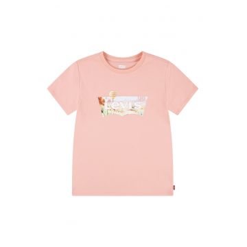 Tricou cu decolteu la baza gatului cu imprimeu logo