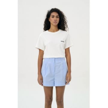 Tricou cu decolteu la baza gatului din bumbac organic Horizon - Alb