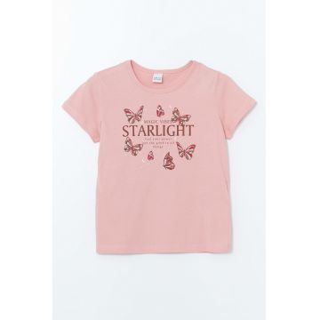 Tricou cu decolteu la baza gatului si imprimeu