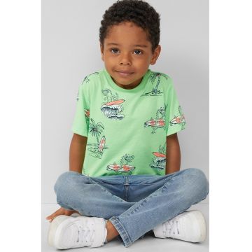 Tricou cu decolteu la baza gatului si imprimeu