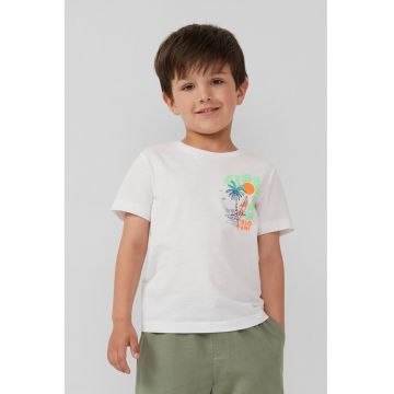Tricou cu decolteu la baza gatului si imprimeu