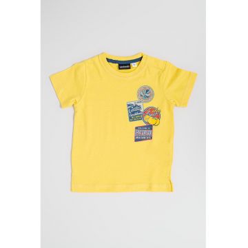 Tricou cu decolteu la baza gatului si imprimeu