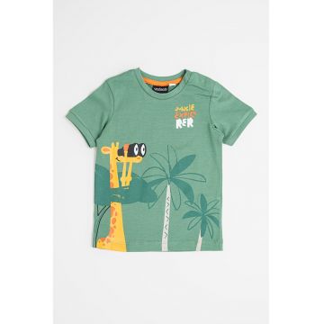 Tricou cu decolteu la baza gatului si imprimeu