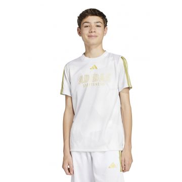 Tricou cu decolteu la baza gatului si imprimeu logo