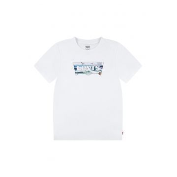 Tricou cu decolteu la baza gatului si imprimeu logo