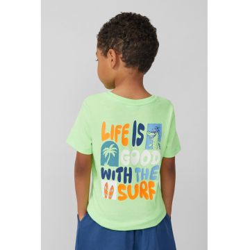Tricou cu decolteu la baza gatului si imprimeu pe partea din spate