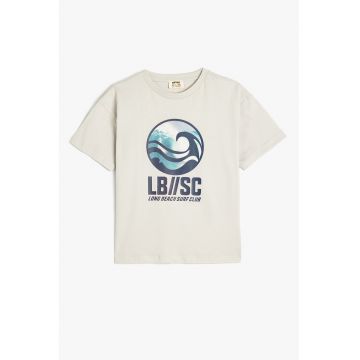 Tricou cu decolteu la baza gatului si imprimeu