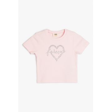 Tricou cu decolteu la baza gatului si strasuri