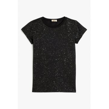 Tricou cu decolteu la baza gatului - stralucitor
