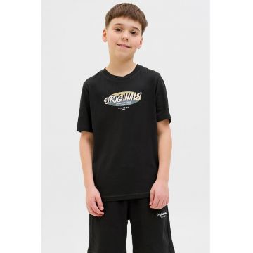 Tricou cu imprimeu logo si maneci cazute