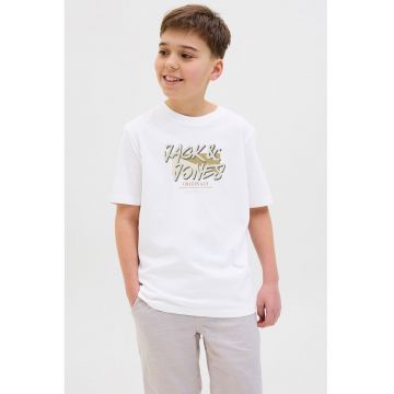 Tricou cu imprimeu logo si maneci cazute
